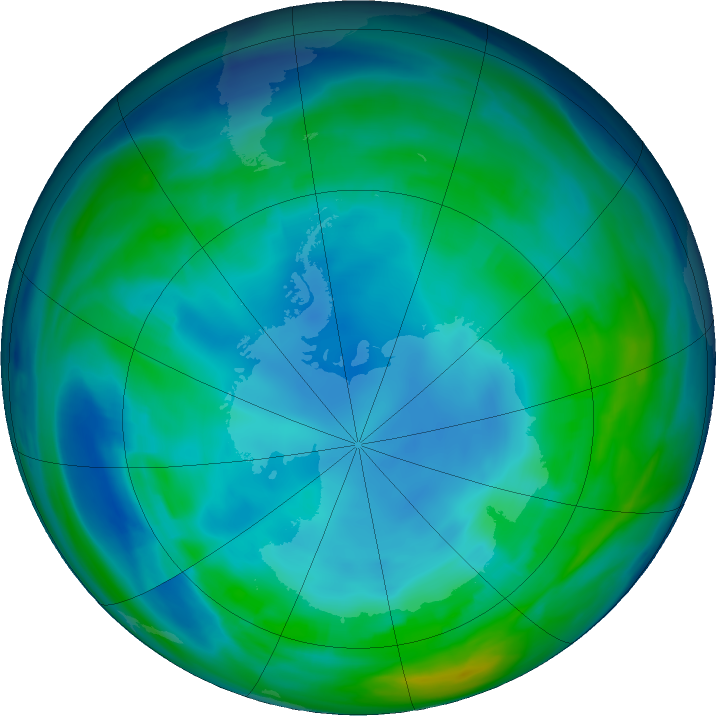 Antarctic ozone map for 17 May 2020